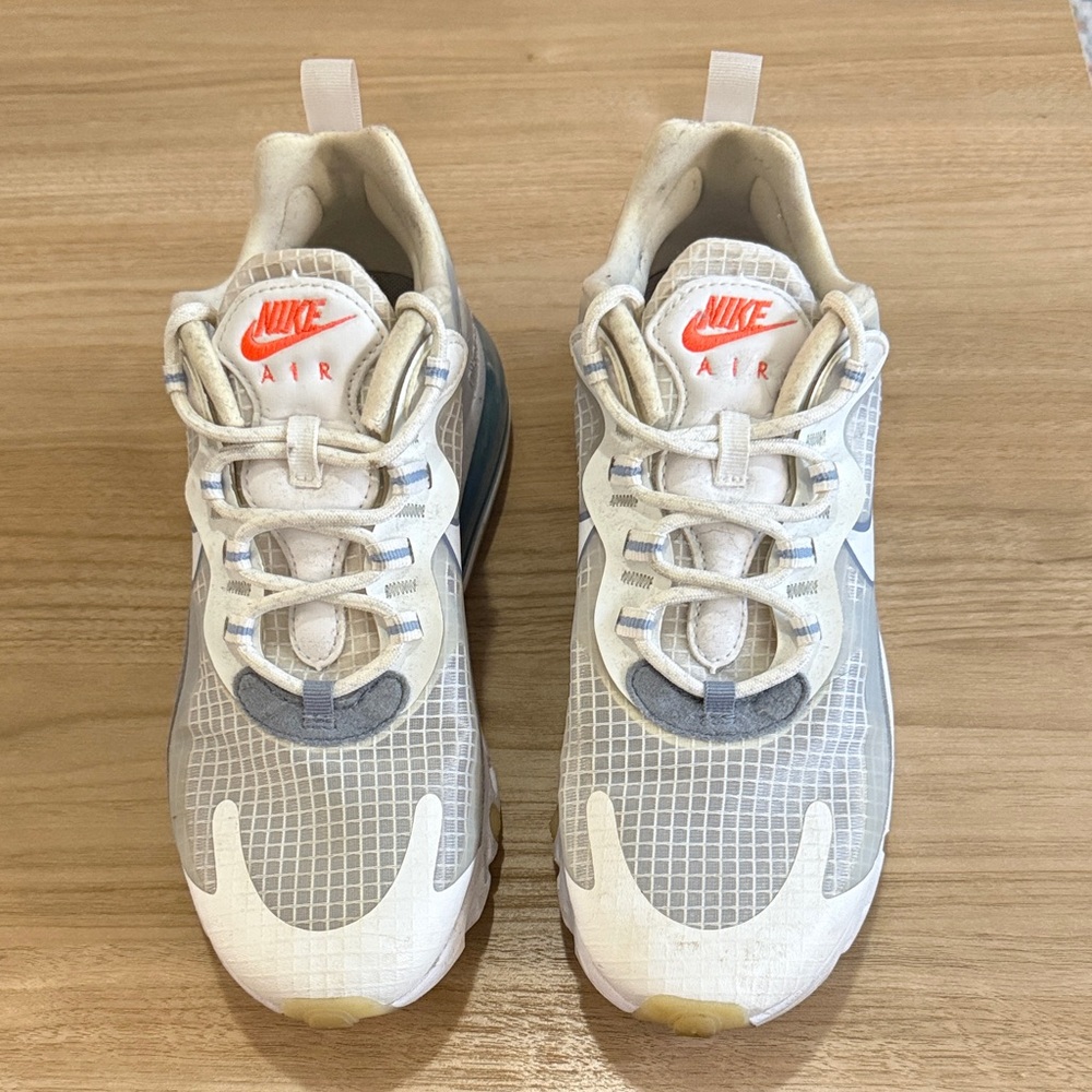 Nike Air White and Gray Sneakers with Red Accents